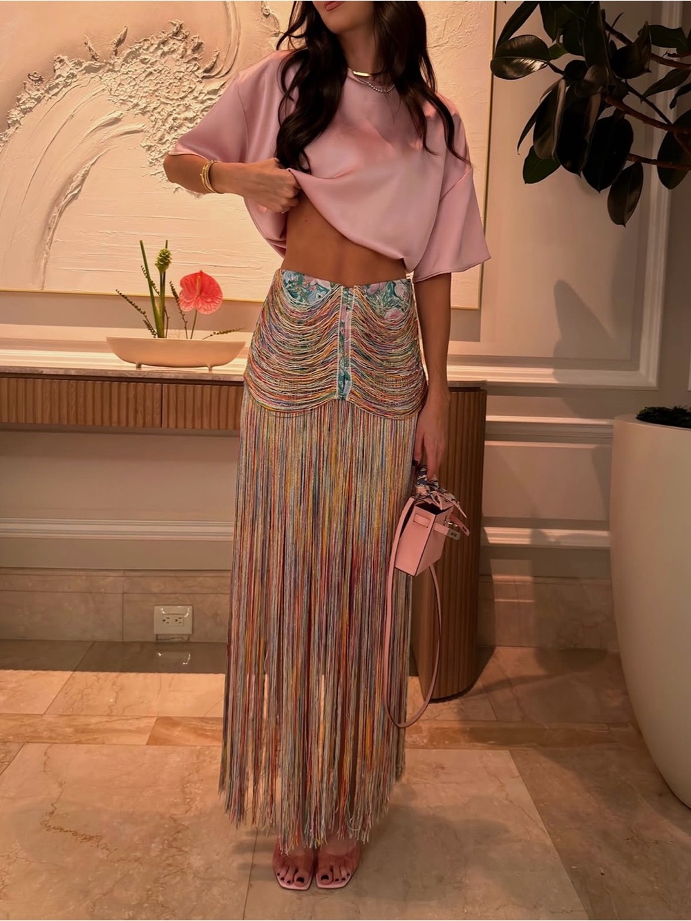 NWT Fringe Maxi Skirt